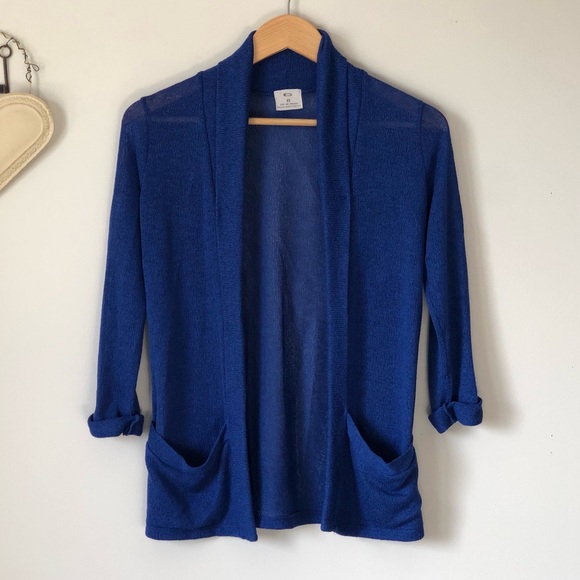 Pins & Needles blue lightweight loose knit open front cardigan - size XS - Picture 2 of 10